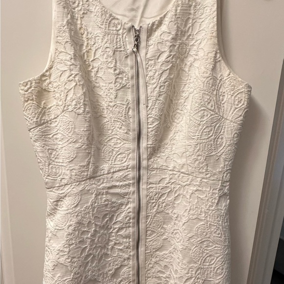 Anthropologie white skater dress with lace detail and pockets, size 10. - Picture 2 of 5